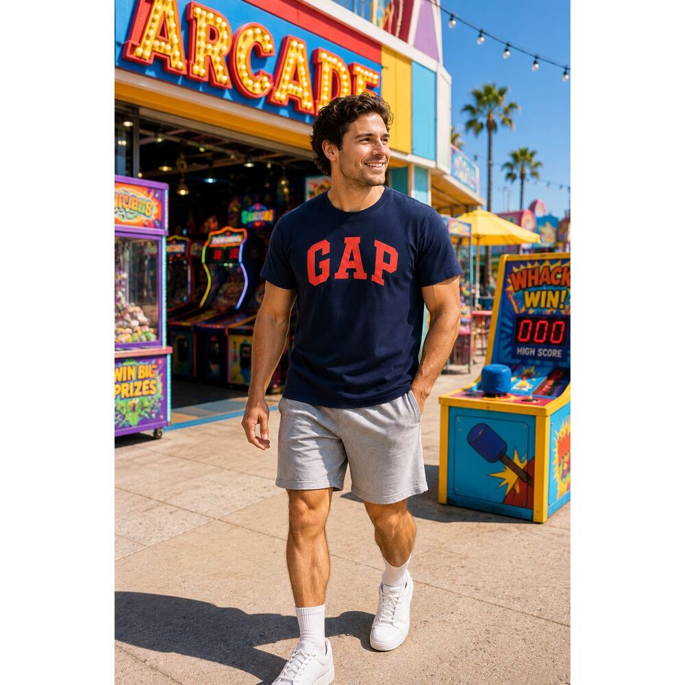 GAP Navy Red Logo Tee Shirt Large